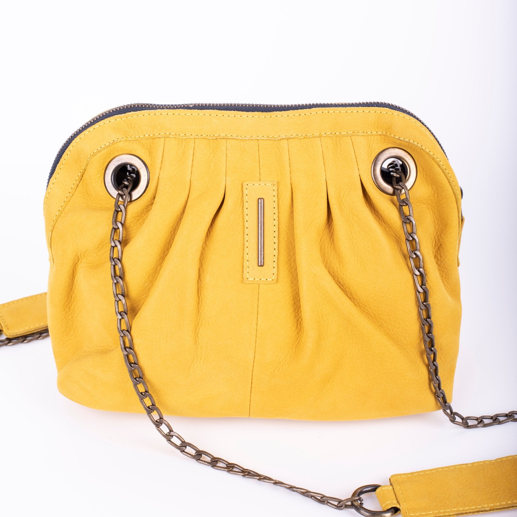 Vicky long beach zafferano - pochette in pelle gialla - Marta Ray