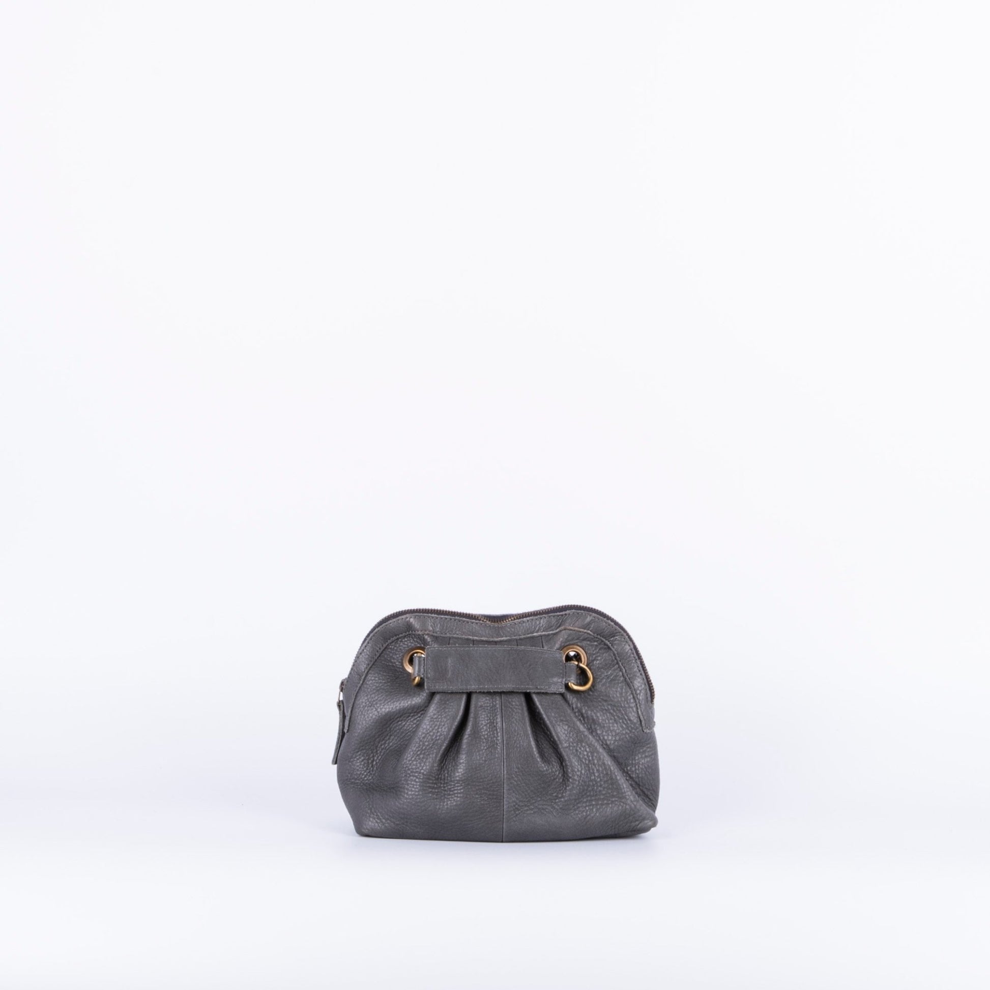 Vicky mousse antracite - borsa piccola a tracolla in pelle grigia con zip - Marta Ray