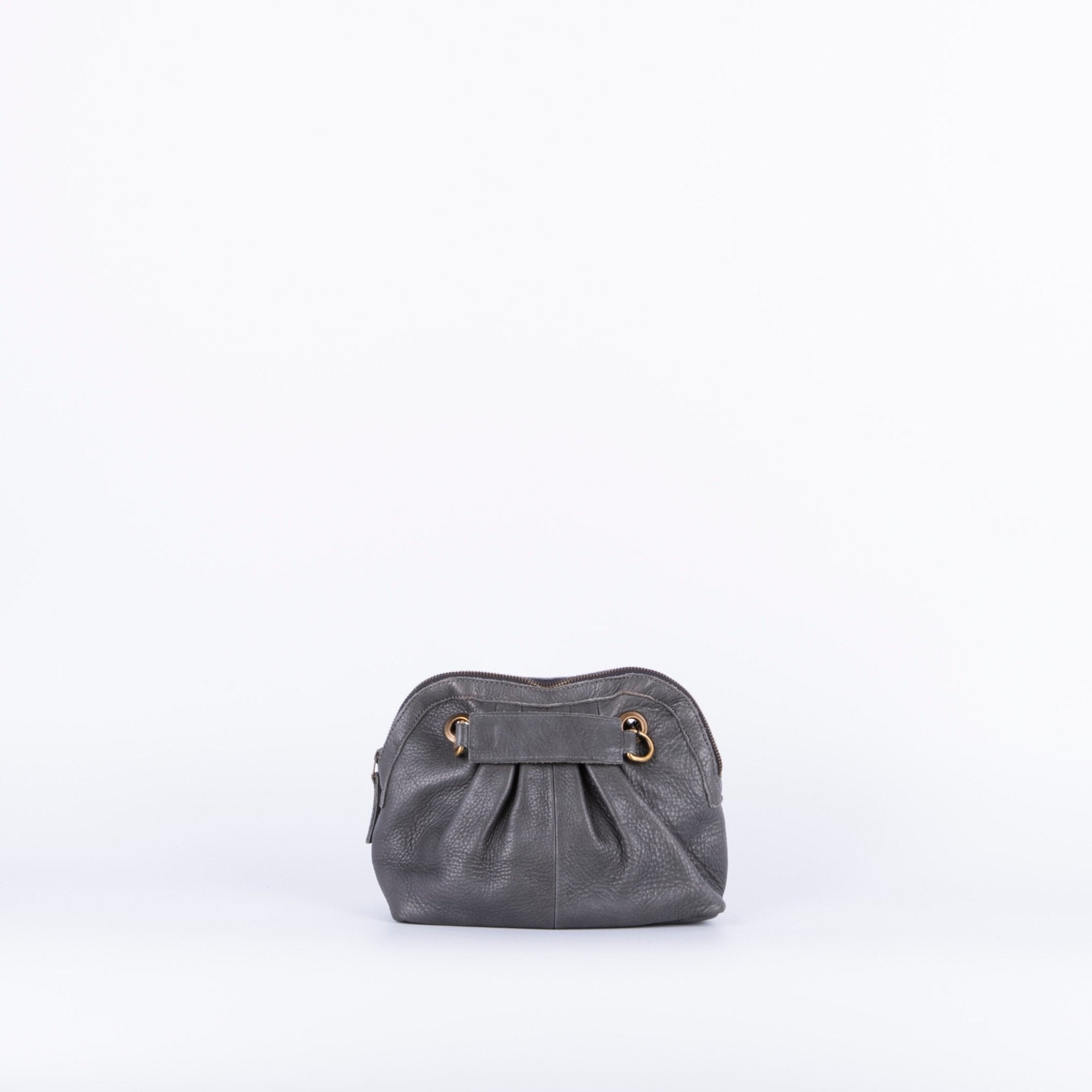 Vicky mousse antracite - borsa piccola a tracolla in pelle grigia con zip - Marta Ray