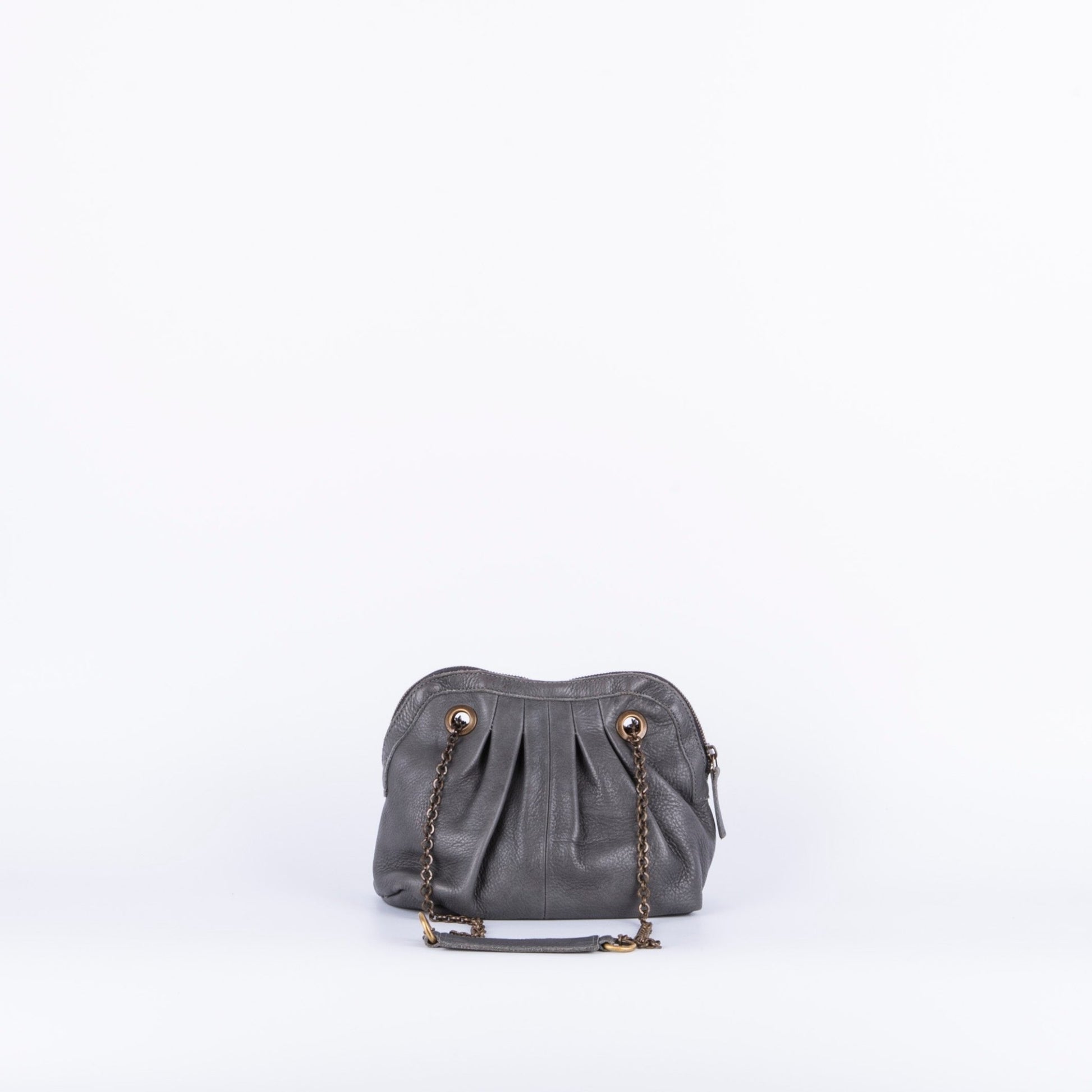 Vicky mousse antracite - borsa piccola a tracolla in pelle grigia con zip - Marta Ray