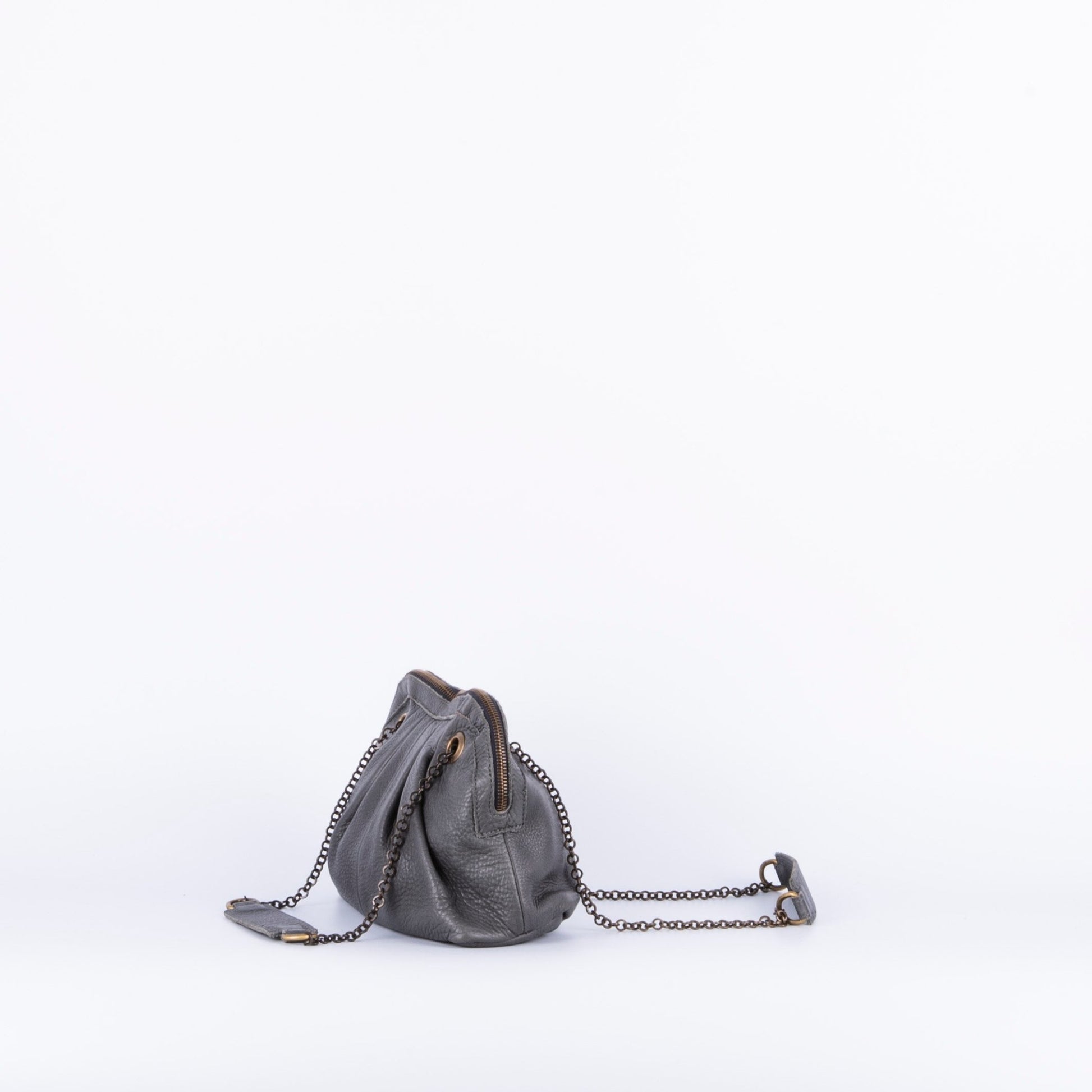 Vicky mousse antracite - borsa piccola a tracolla in pelle grigia con zip - Marta Ray