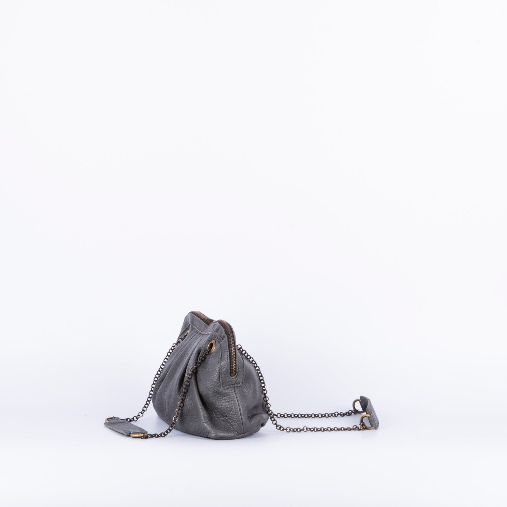 Vicky mousse antracite - borsa piccola a tracolla in pelle grigia con zip - Marta Ray