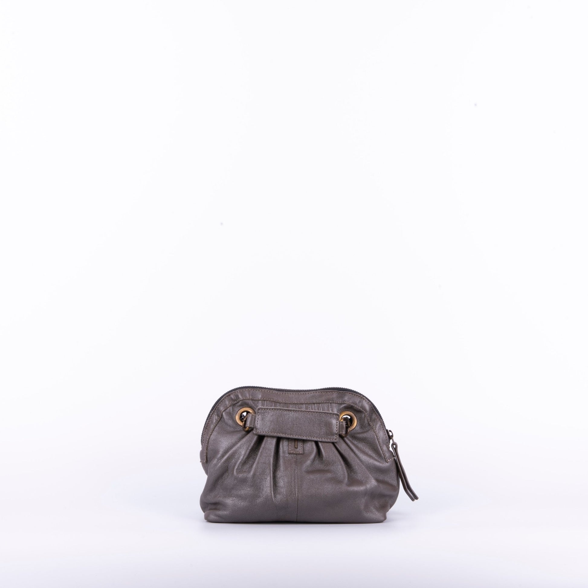 vicky mousse perlato smog silver - borsa piccola a tracolla in pelle argentata con zip - Marta Ray