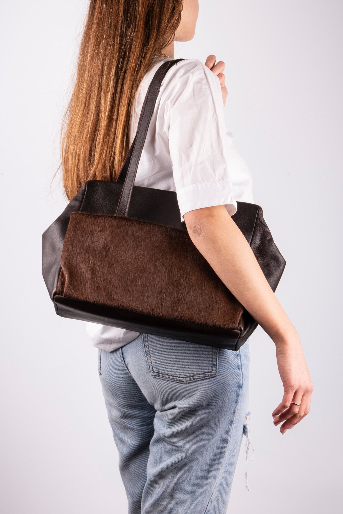 Viola mousse cavallino cioccolato - borsa a spalla in pelle marrone - Marta Ray
