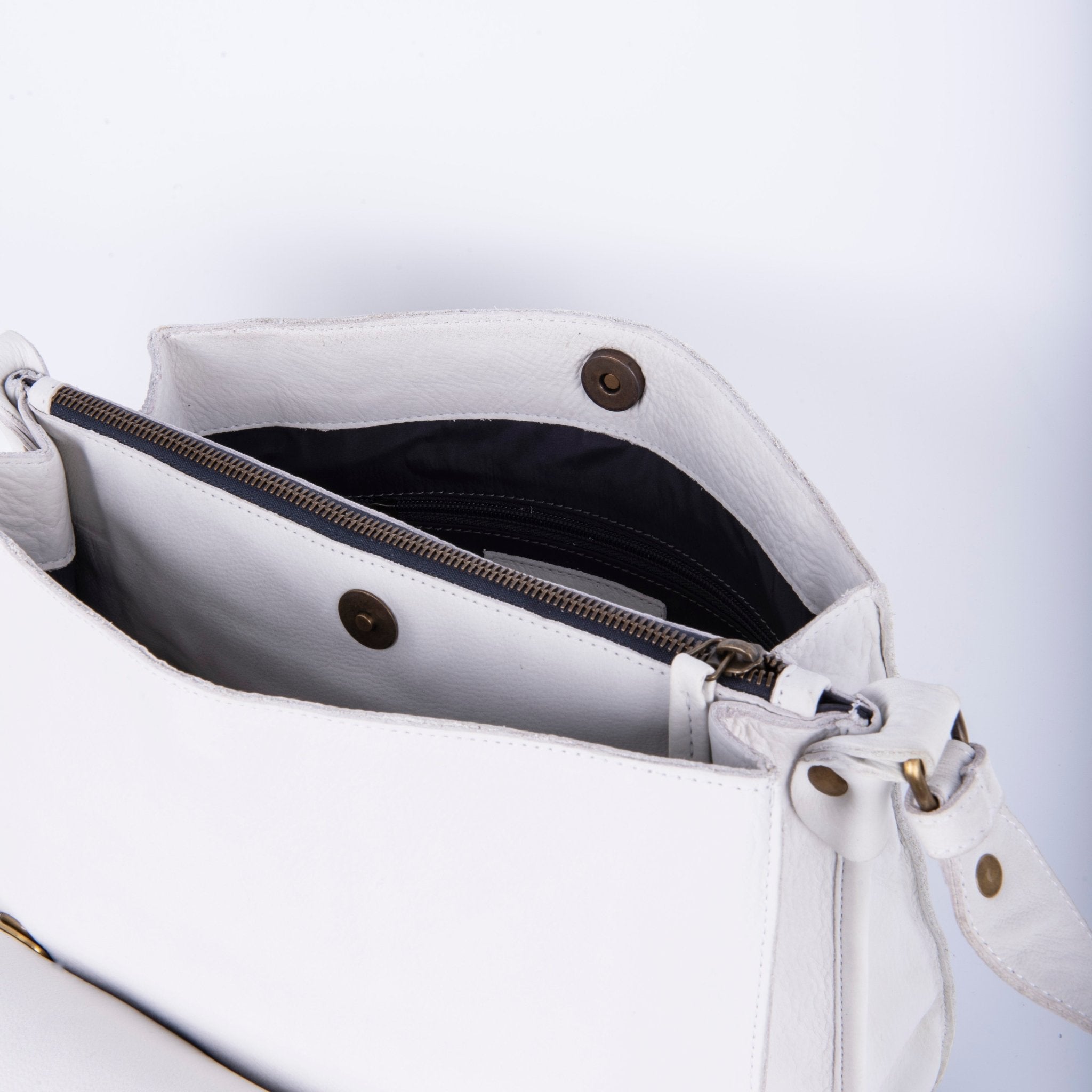 Virginia long beach bianco ottico - borsa a spalla e tracolla in pelle bianca - Marta Ray