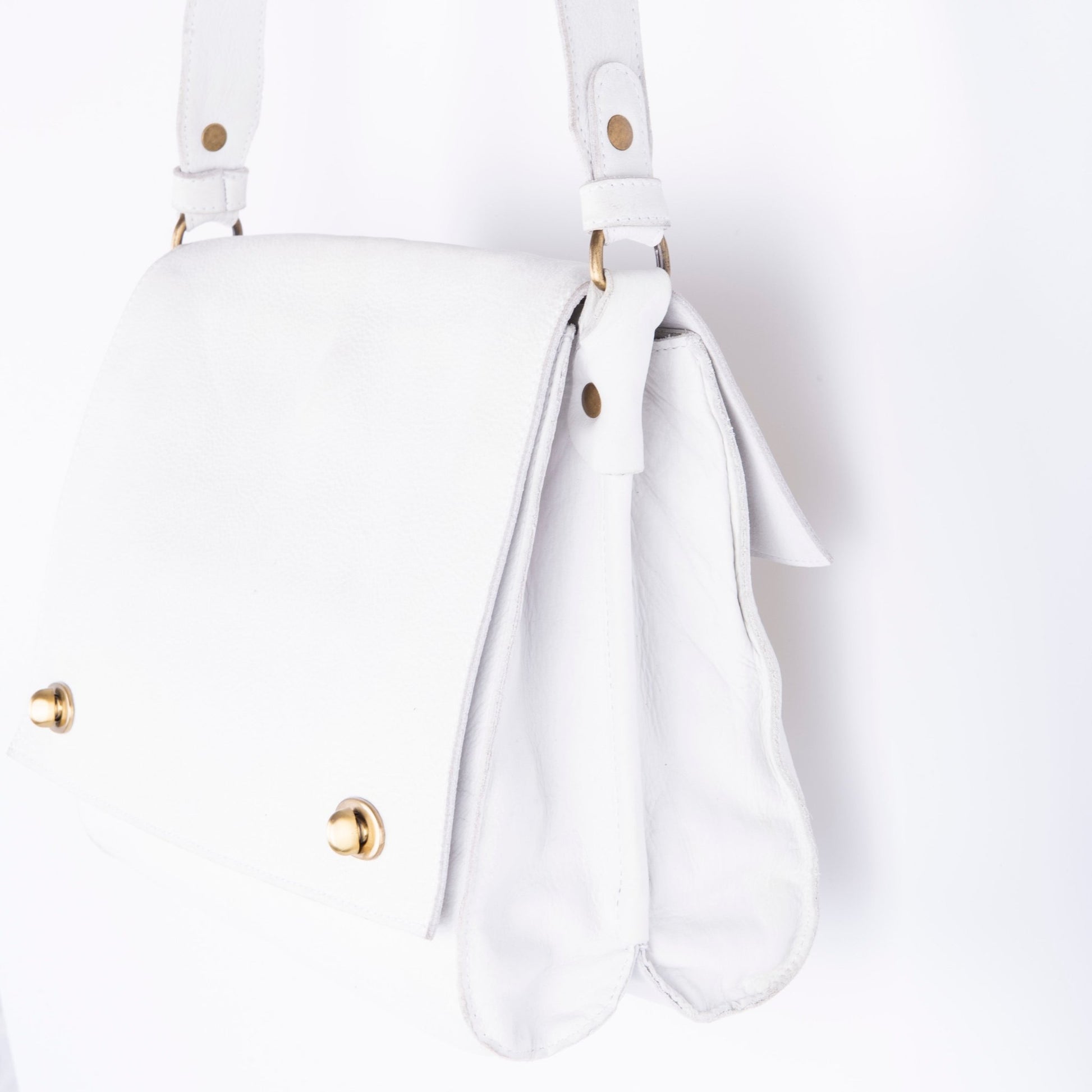 Virginia long beach bianco ottico - borsa a spalla e tracolla in pelle bianca - Marta Ray