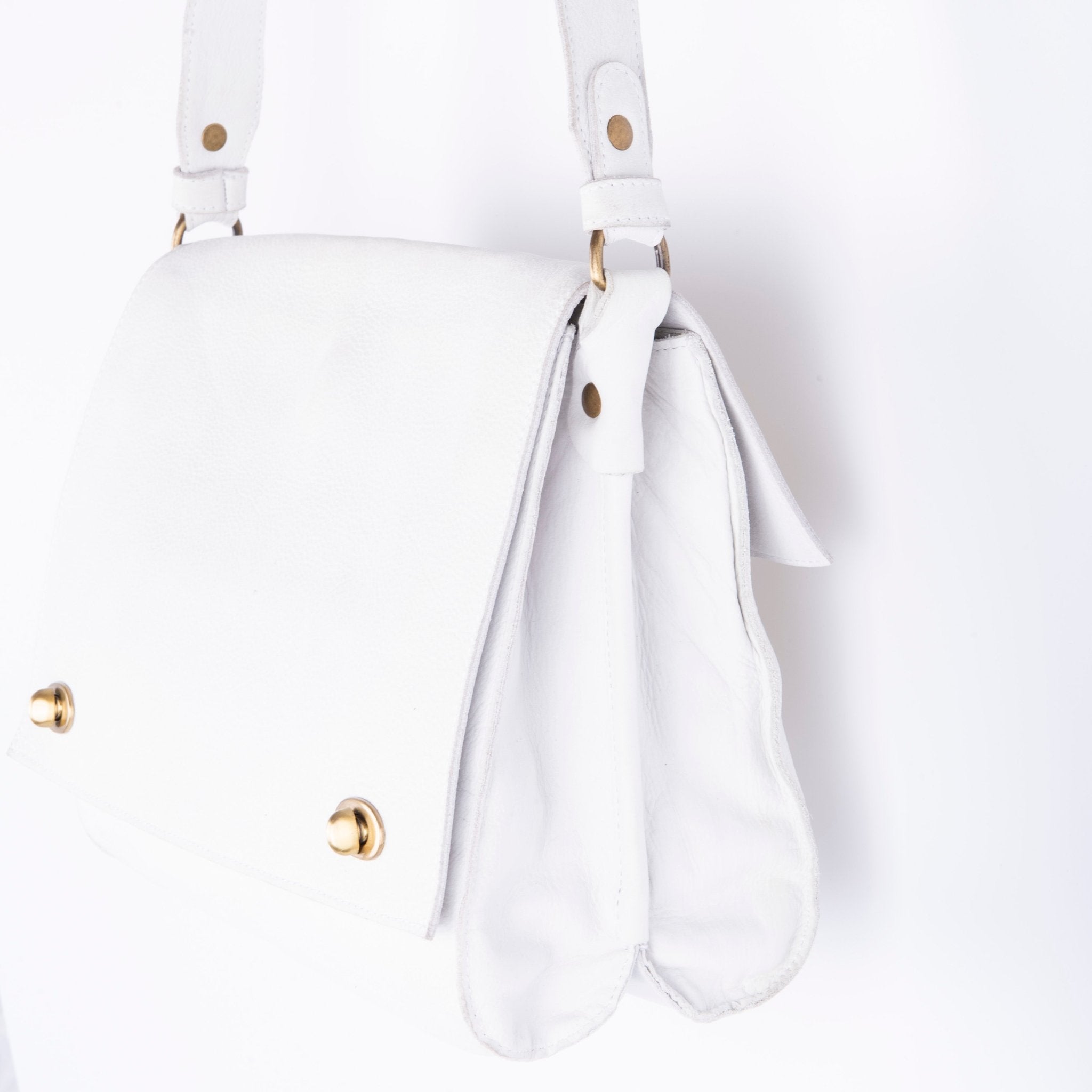 Virginia long beach bianco ottico - borsa a spalla e tracolla in pelle bianca - Marta Ray