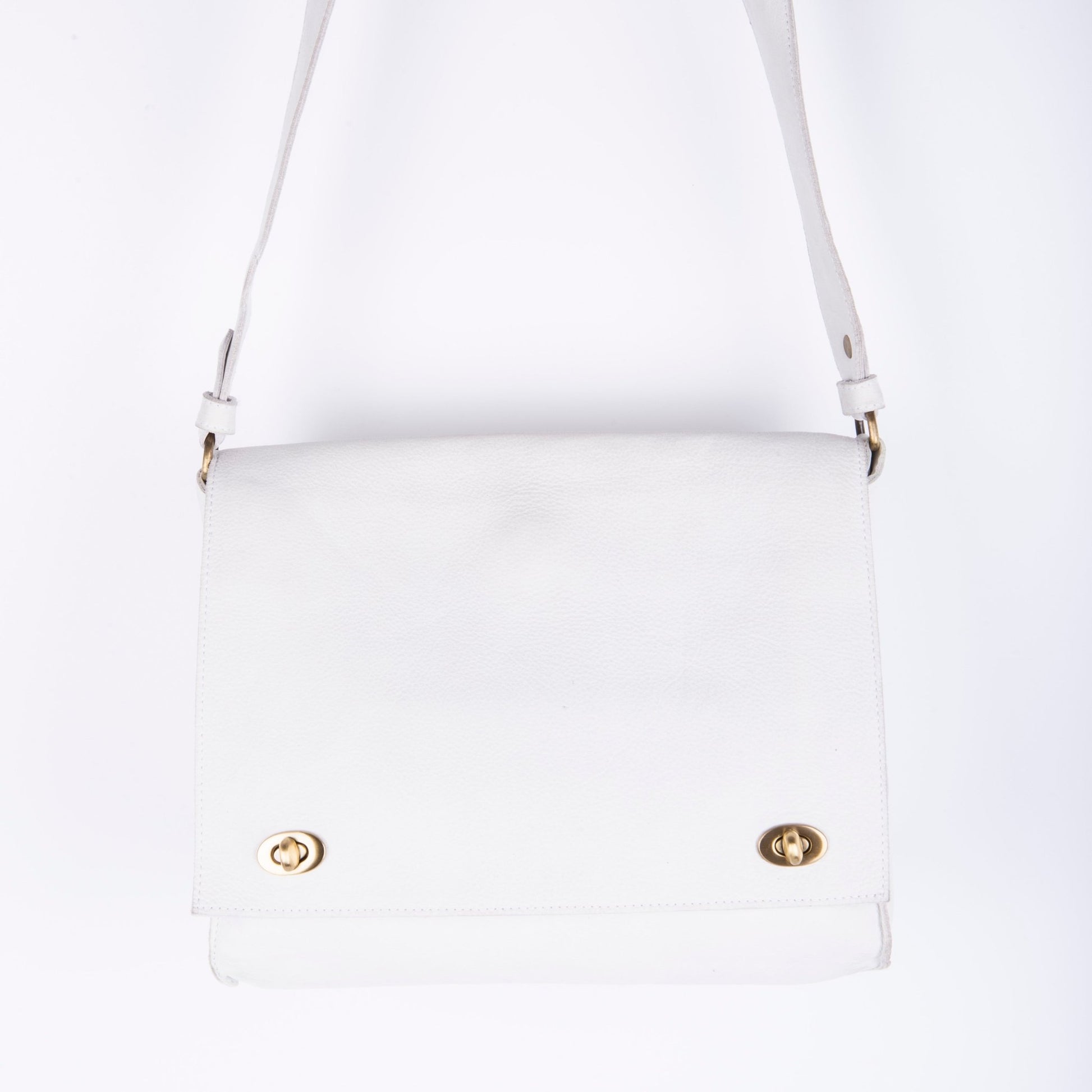 Virginia long beach bianco ottico - borsa a spalla e tracolla in pelle bianca - Marta Ray