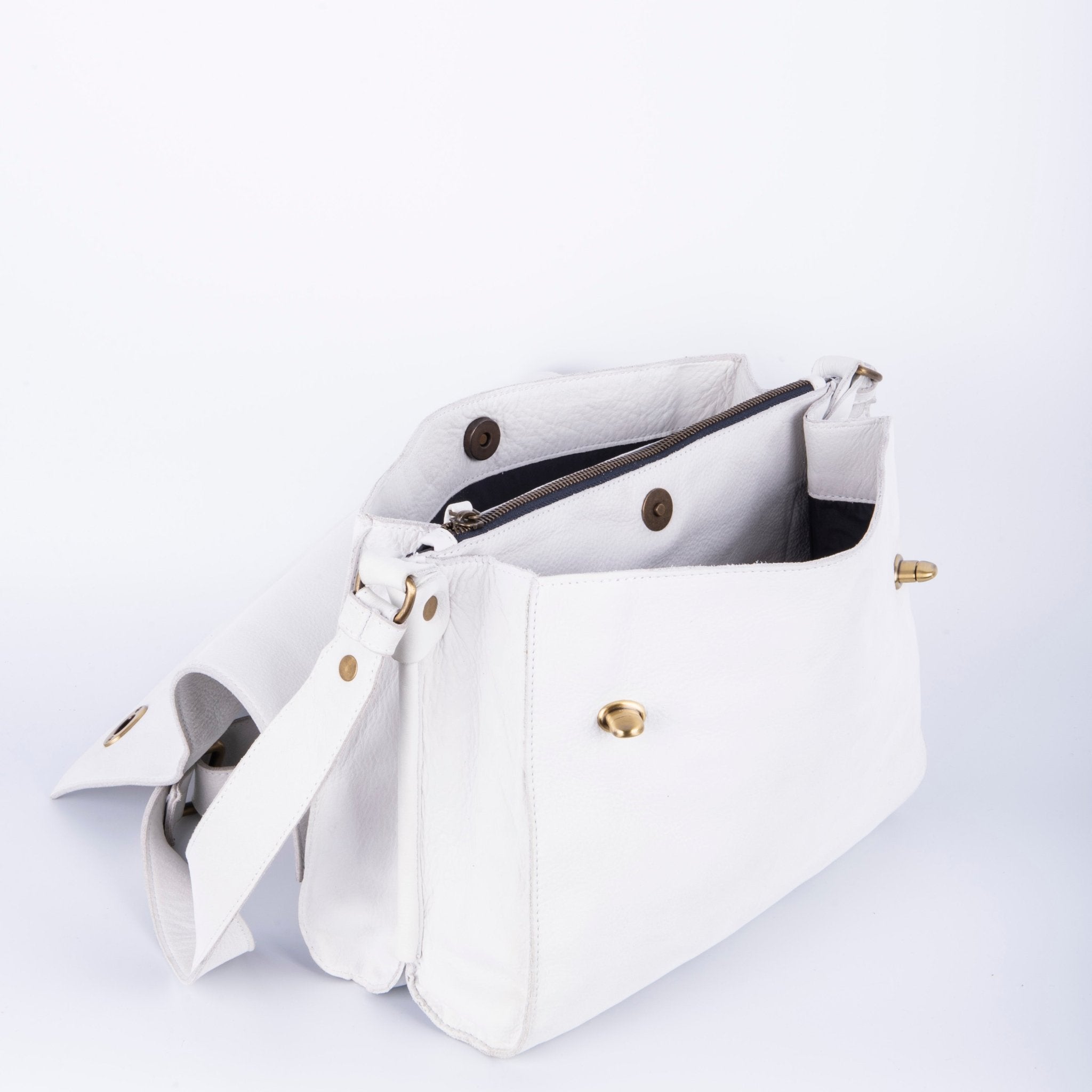 Virginia long beach bianco ottico - borsa a spalla e tracolla in pelle bianca - Marta Ray