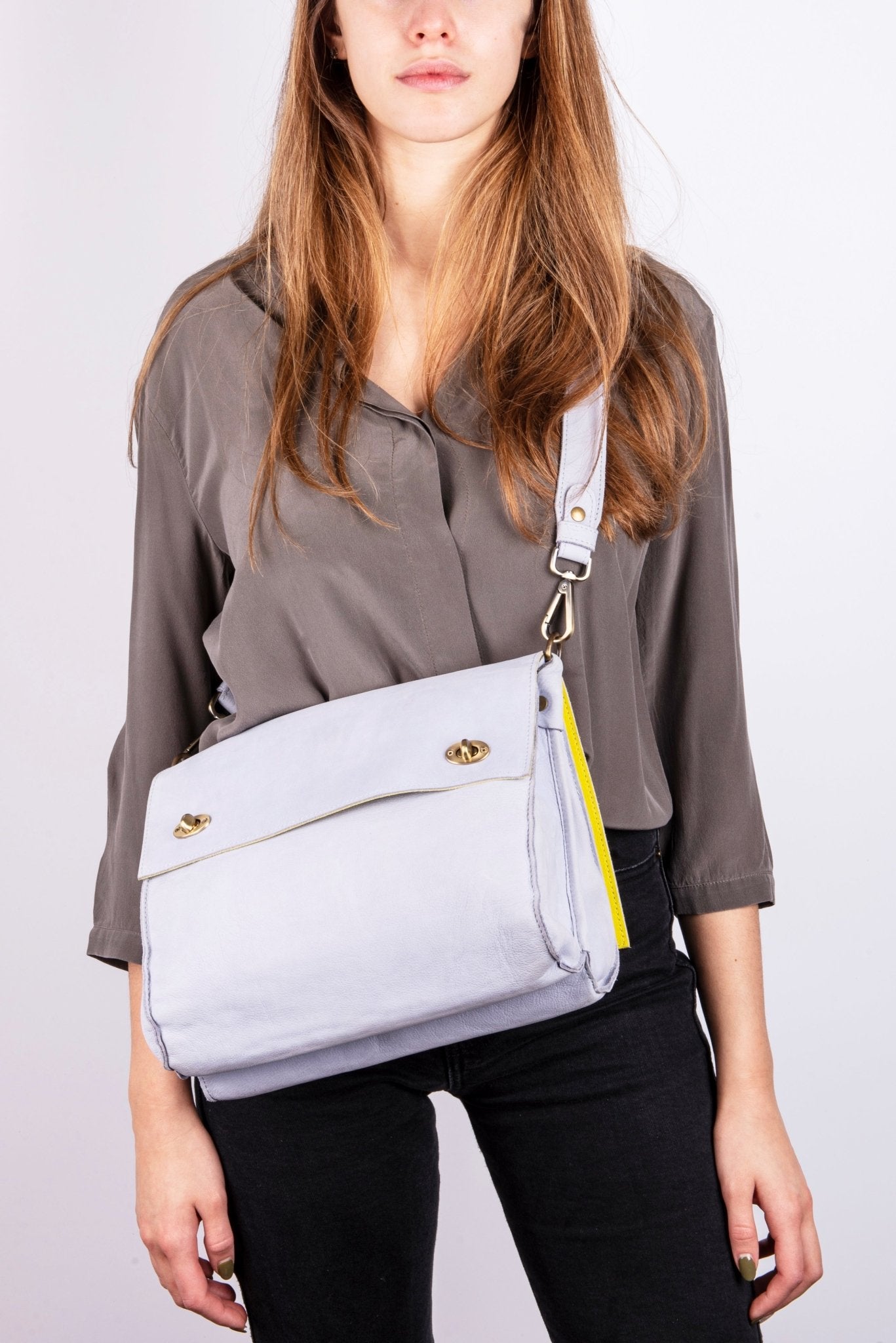 Virginia long beach bianco ottico - borsa a spalla e tracolla in pelle bianca - Marta Ray