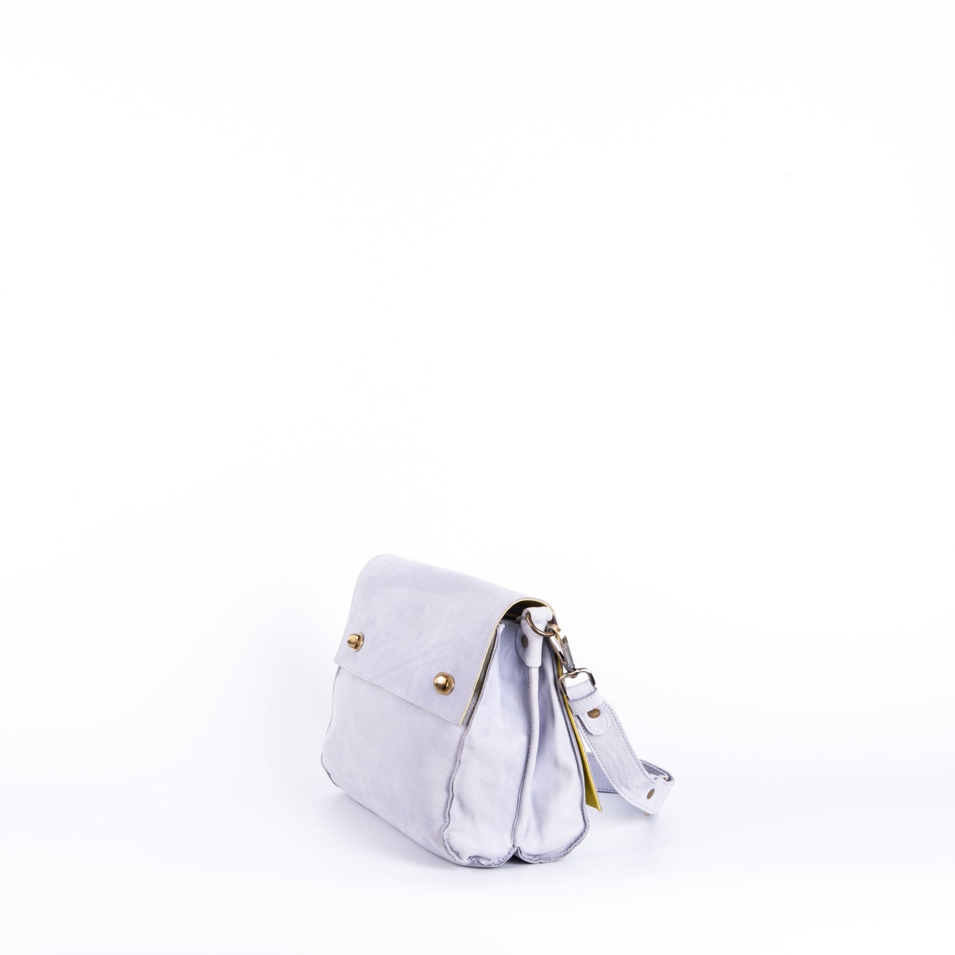Virginia Long Beach bicolor lavanda e Lamborghini - borsa a spalla in pelle viola e giallo - Marta Ray