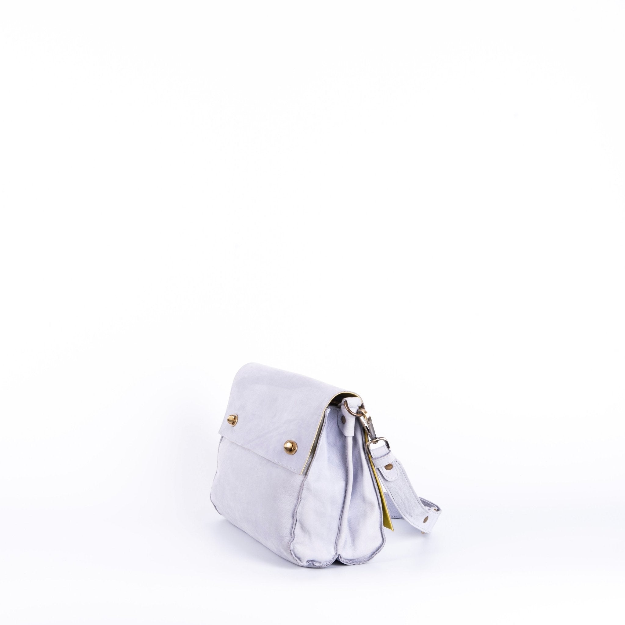 Virginia Long Beach bicolor lavanda e Lamborghini - borsa a spalla in pelle viola e giallo - Marta Ray