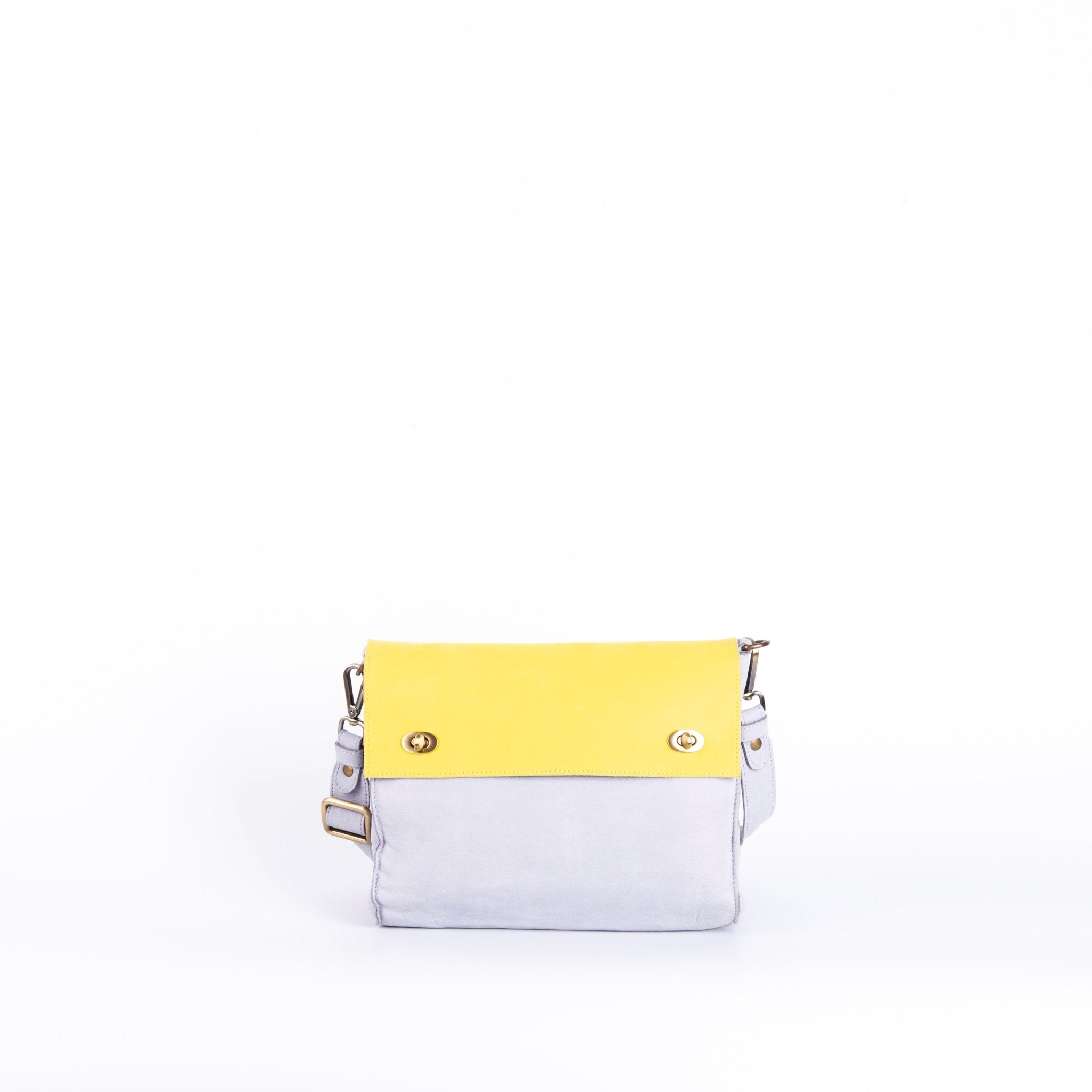 Virginia Long Beach bicolor lavanda e Lamborghini - borsa a spalla in pelle viola e giallo - Marta Ray