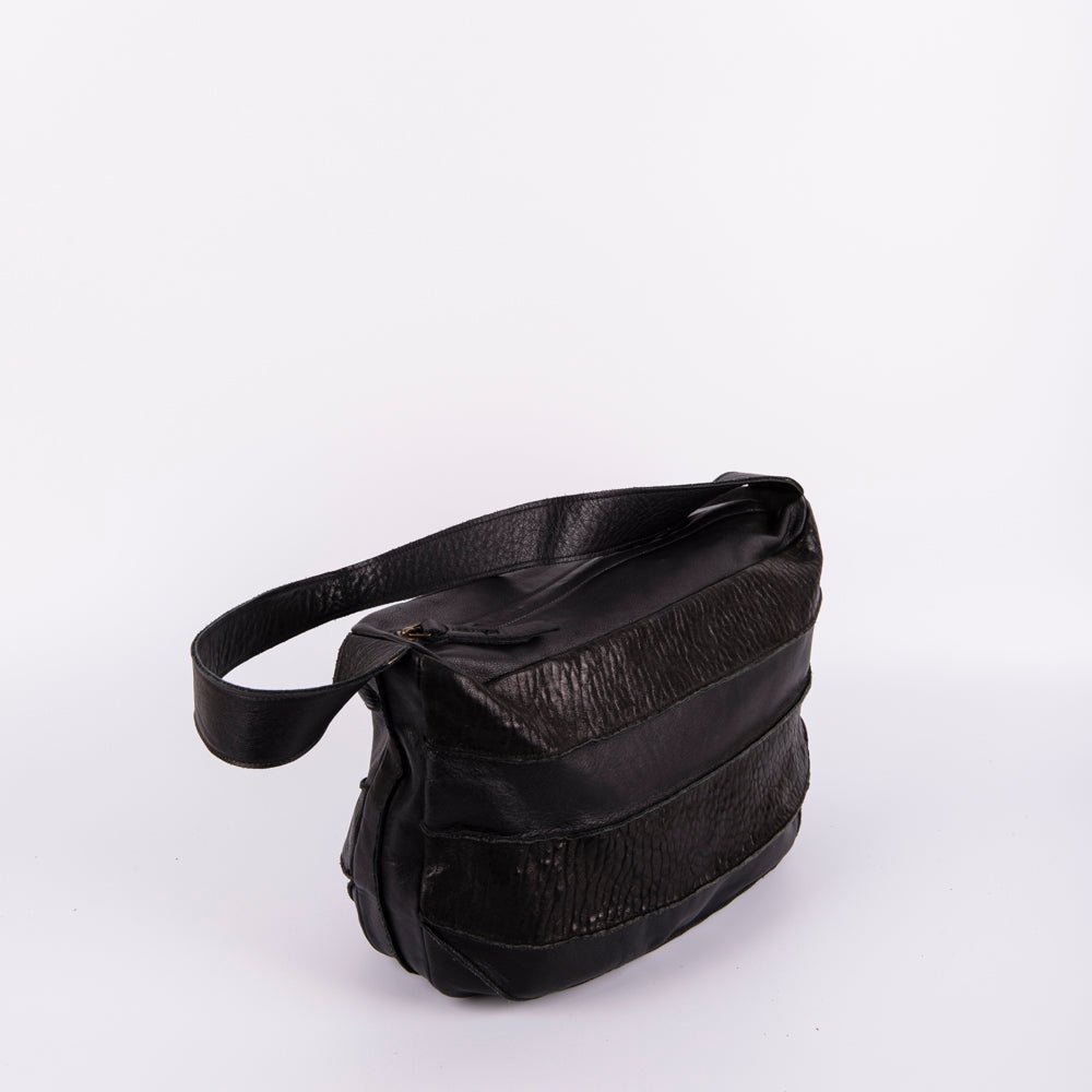 Virna elephant mousse nero - borsa a spalla in pelle nera - Marta Ray