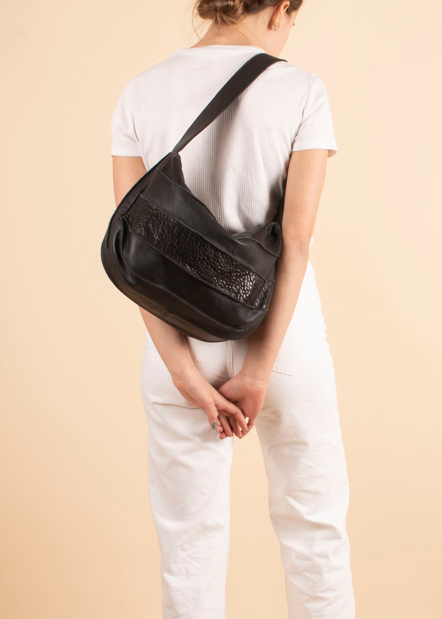 Virna elephant mousse nero - borsa a spalla in pelle nera - Marta Ray