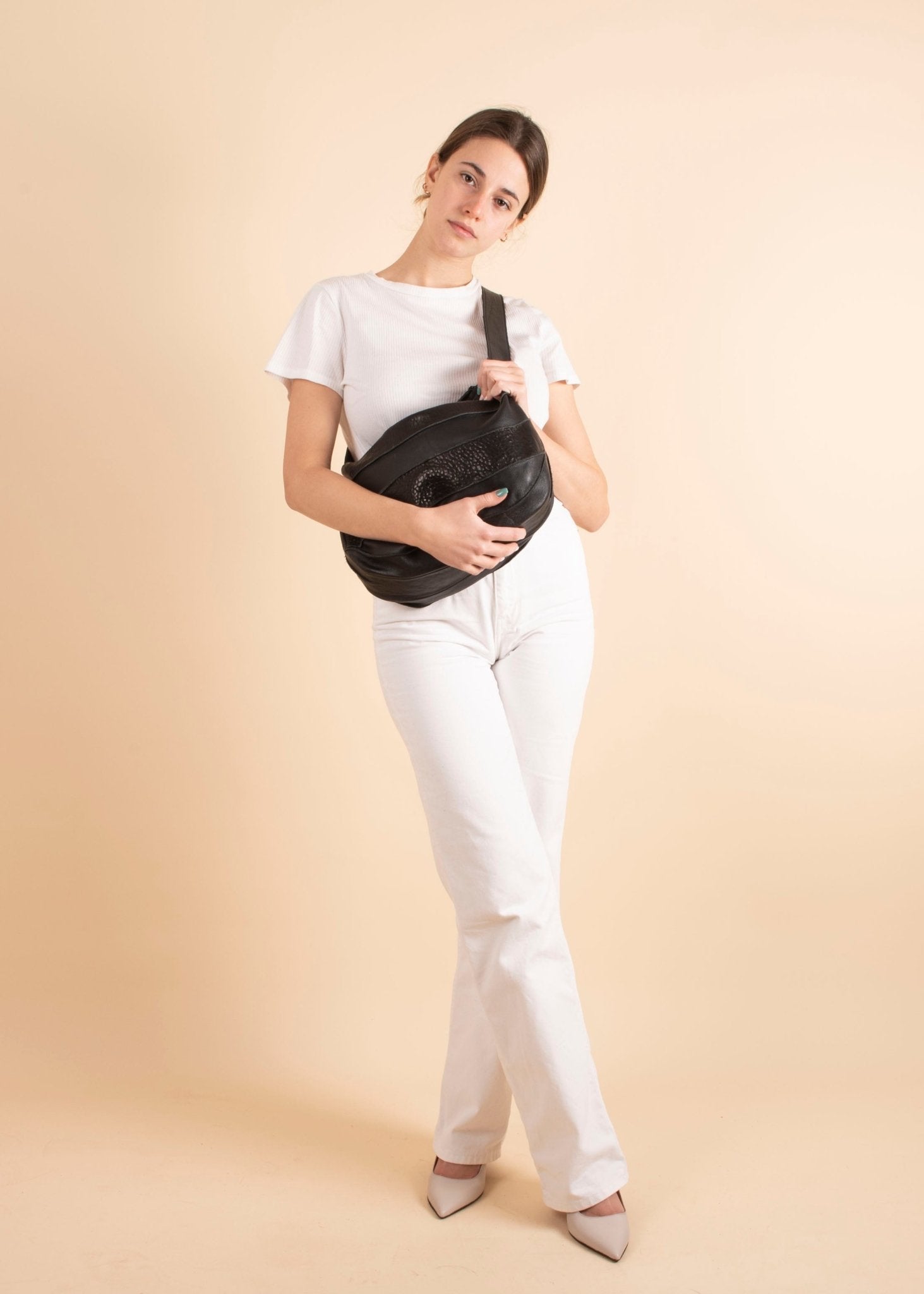 Virna elephant mousse nero - borsa a spalla in pelle nera - Marta Ray