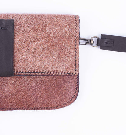 Wilma cavallino coffee - pochette in pelle beige - Marta Ray