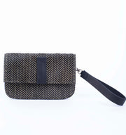 Wilma cavallino stampa verde spiga nero - pochette in pelle verde - Marta Ray
