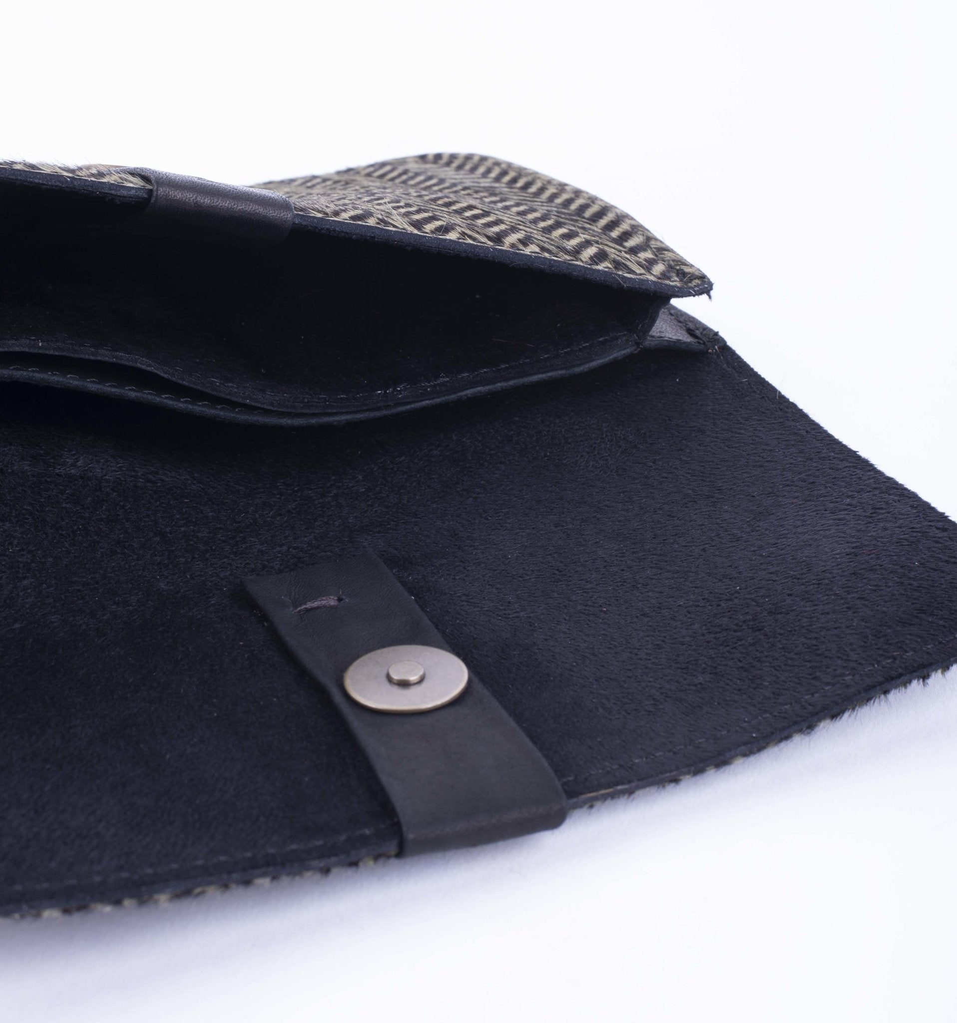 Wilma cavallino stampa verde spiga nero - pochette in pelle verde - Marta Ray