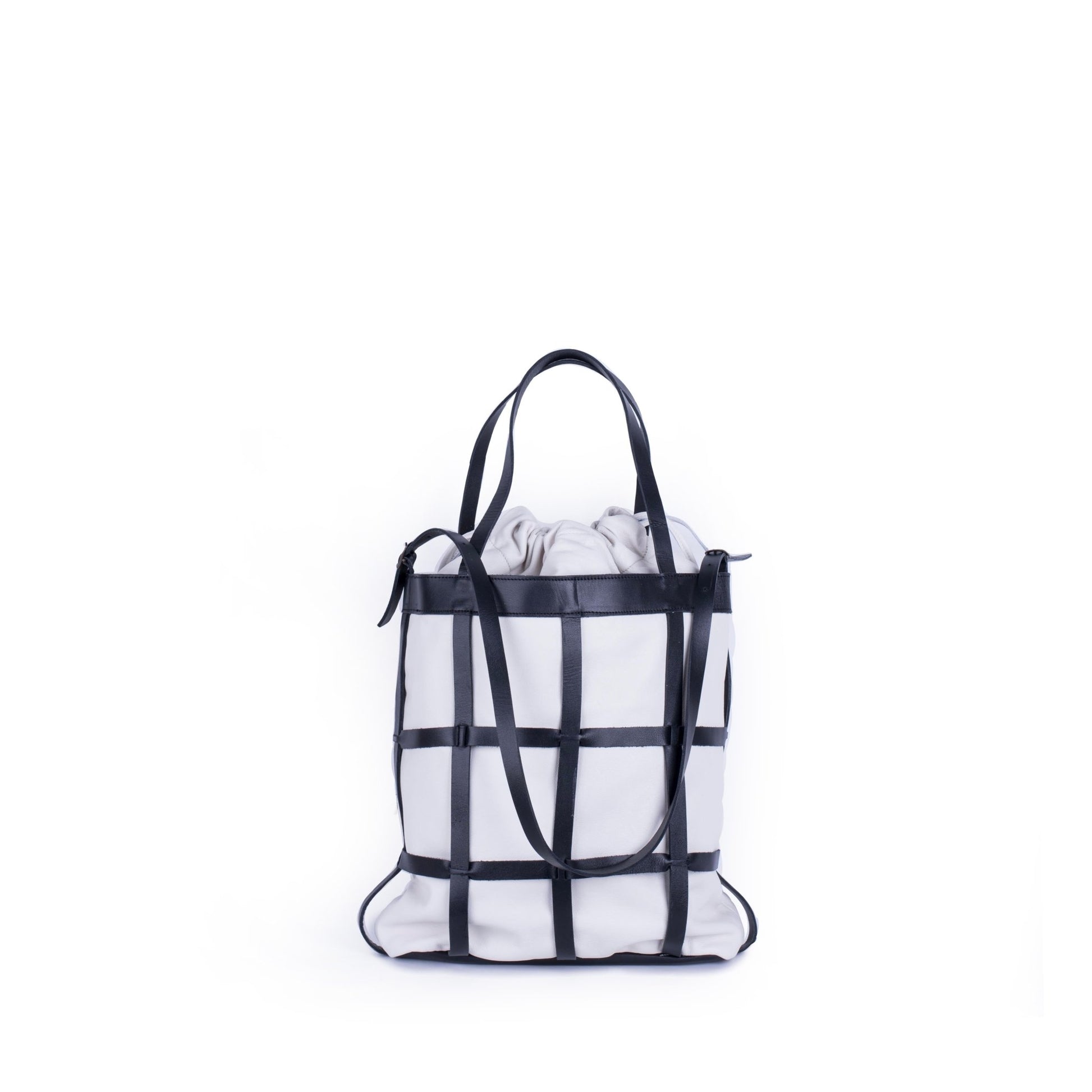 Yori trill nero+ mousse gesso - borsa shopping in pelle bianca e nera - Marta Ray