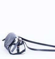 Yu trill nero+ laminato panna - borsa a tracolla in pelle nera e argentata intercambiabile - Marta Ray