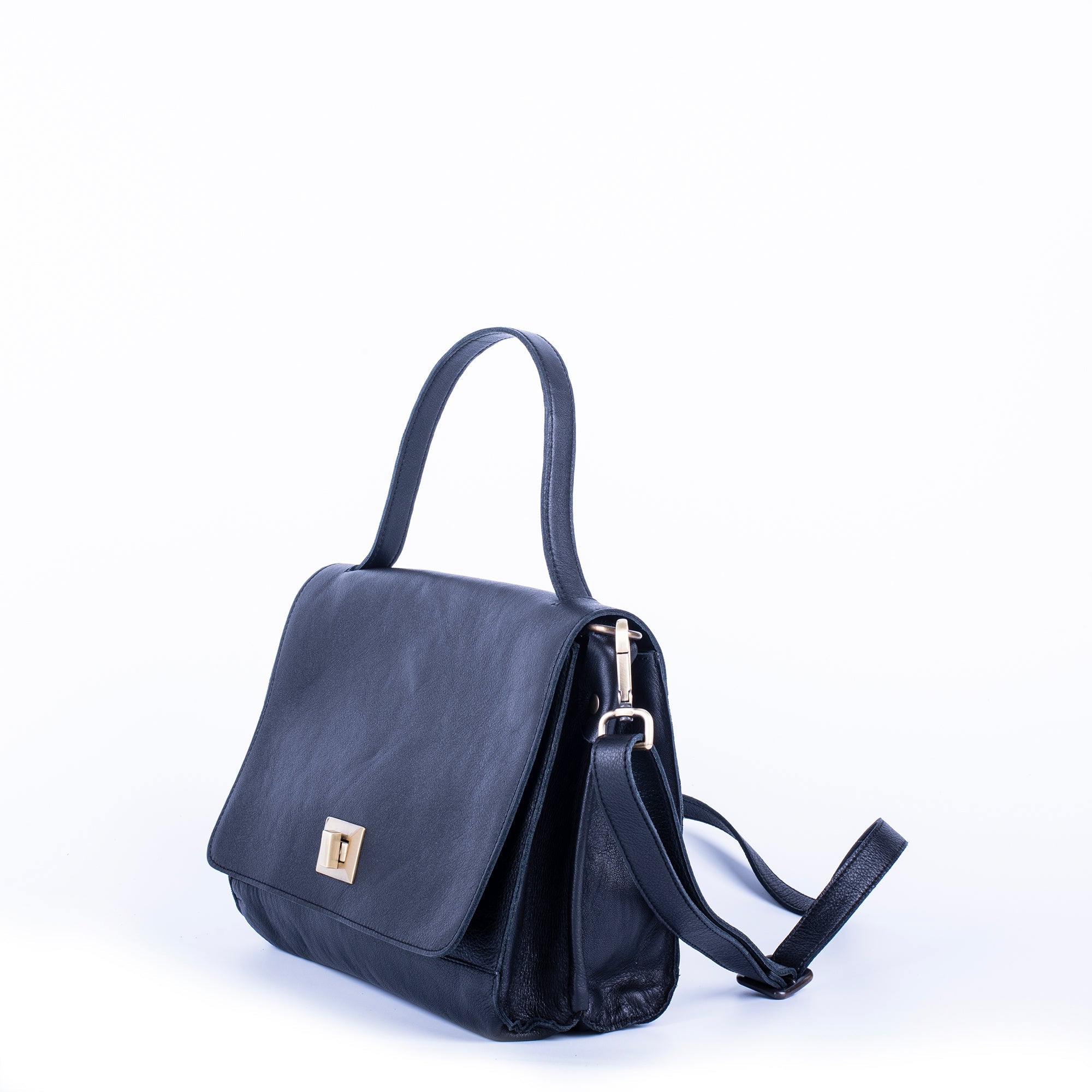 Yulia mousse nero - borsa a tracolla in pelle nera - Marta Ray