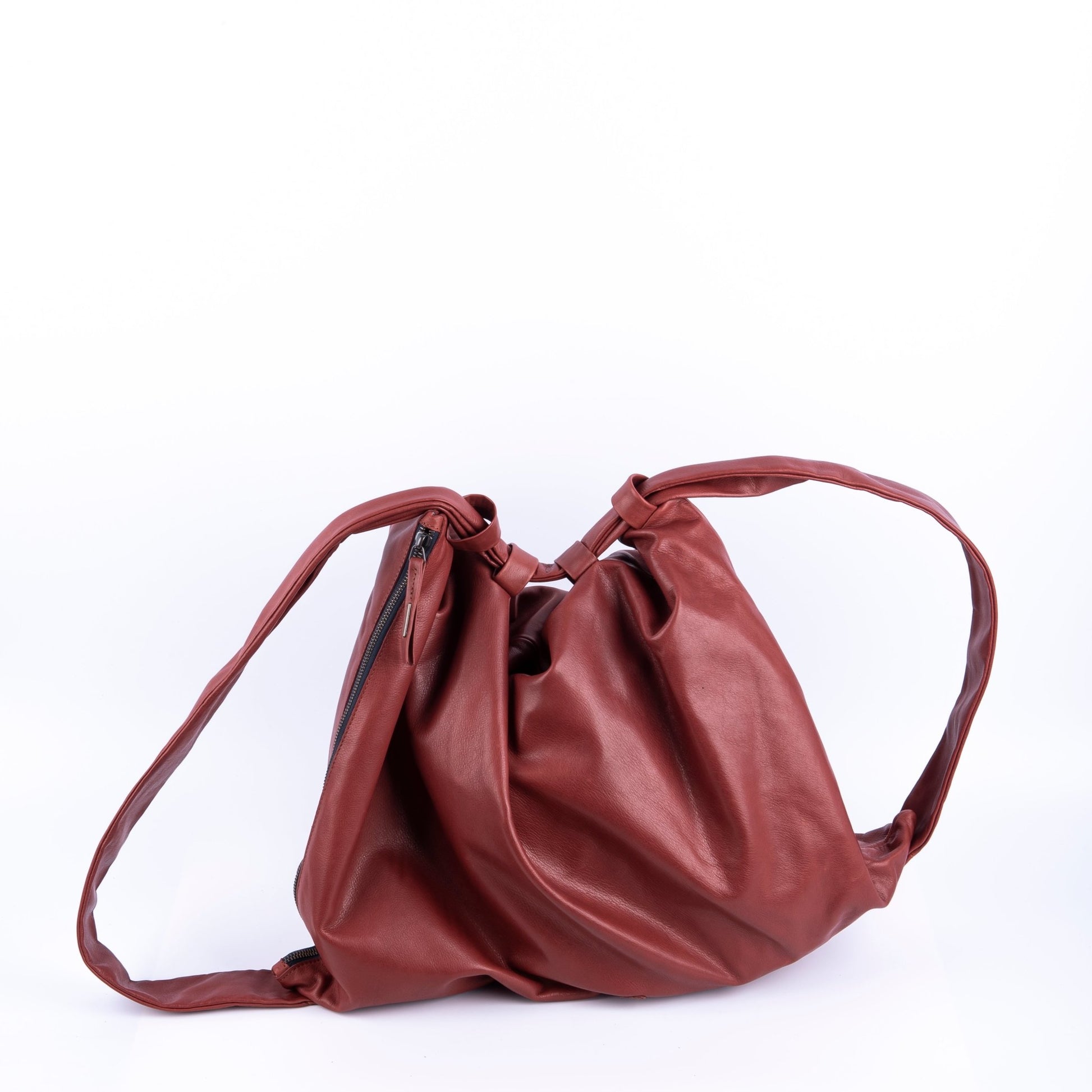 Zosia mousse cuoio inglese - zaino in pelle marrone trasformabile in borsa a spalla o a tracolla - Marta Ray